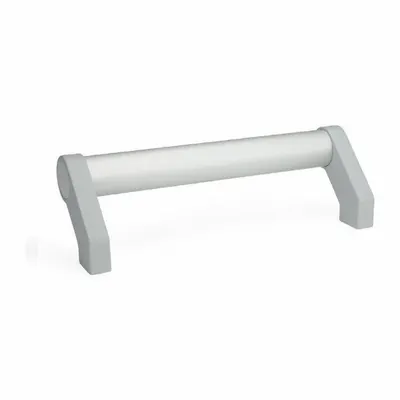 JW WINCO Pull Handle: Threaded Holes, Aluminum, Silver - Load-Rated Angled-Leg Tubular Pull Handles