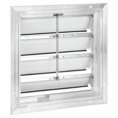 Dayton 19"H-W 5.75"L Aluminum Backdraft Damper: For 16 in Fan, Single Panel, 19 in H - Wall-Mount Backdraft Dampers