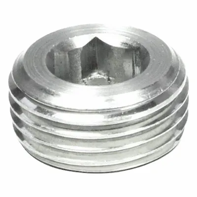 JW WINCO Threaded Plug: Stainless Steel, Metric Fine, M20x1.5 Thd, Internal Hex - Stainless Steel Tapered-Threaded Plugs