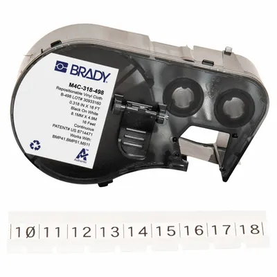 BRADY Combined Label and Ribbon Cartridge: 5/16 in, 5/16 in x 16 ft, Vinyl Cloth - Brady Continuous Label Roll Cartridges