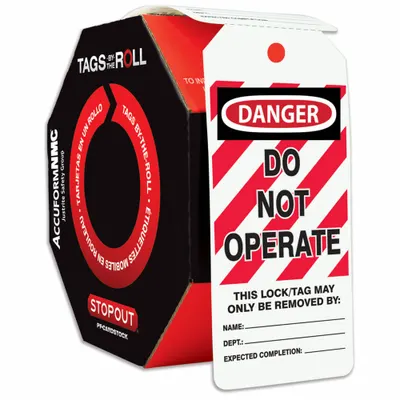 ACCUFORM Danger Tag By The Roll: Danger, Do Not Operate, Polyolefin, Add Notes/Date/Sign - Safety