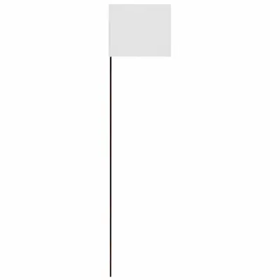 HY-KO PRODUCTS Marking Flag: 21 in x 1 1/2 in Flag Size (HxW), 21 in Staff Ht, White, Blank - Plain Marking Flags with Wire Staff