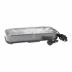LED mini light bar with SAE J845 Class 1 rating for high-visibility warning. Features 20 selectable flash patterns and screw mount. Suitable for emergency and service vehicles requiring compact warning lights.