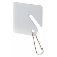 Key Tag: 100 Key Tags, Square-Slotted, White, Plastic, Blank Label, 1 1/2 in Overall Ht, 100 PK (MPN MP4269)