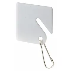 Pack of 100 white plastic key tags with a square-slotted design and blank label surface. Each tag measures 1-1/2 inches in overall height. Suitable for labeling and organizing keys in facility maintenance, commercial, or industrial settings.