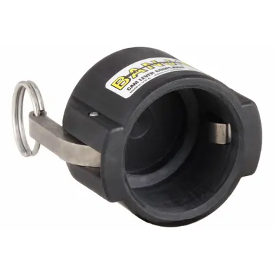 BANJO Dust Cap: 3 in Coupling Size, 100 psi Max. Working Pressure @ 70 F, 2 5/16 in Overall Lg - Type DC Polypropylene Cam & Groove Dust Caps