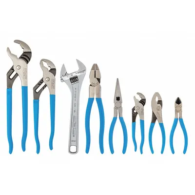 CHANNELLOCK Plier and Wrench Set: 8 Pliers, Std Cushion Grip, Manual - General Purpose Assorted Pliers Sets