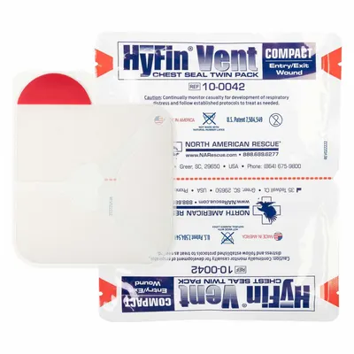 NORTH AMERICAN RESCUE Wound Seal: 4 3/4 in Dressing Lg, 4 3/4 in Dressing Wd, Plastic, Sterile - Chest Seals