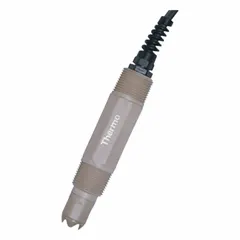 Plastic-bodied pH sensor for liquid testing with a measurement range of 0 to 14 pH. Features a double junction and NPT connection type, with a 3.05 m cable length. Suitable for laboratory and industrial applications requiring continuous pH monitoring in aqueous solutions.