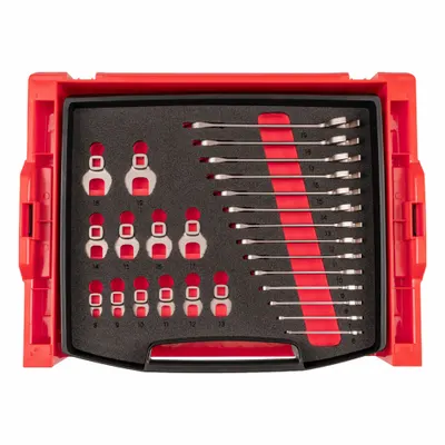 TEKTON Hand Tool Set: 26 Total Pcs, Wrenches, Metric - Tool Sets with Tool Box