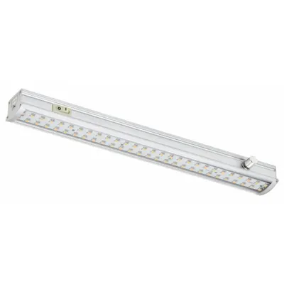 LED Striplight: 12 in Lg, 435 lm, 2700K, 6.7 W, Plug-In, Silver, Aluminum, 1 in Ht - Linear LED Under-Cabinet Light Fixtures