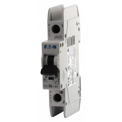 EATON Miniature Circuit Breaker: 32 A Amps, 48V DC, 10 kA, Lug, FAZ-NA, 277/480V AC - D-Curve, 1-Pole UL489 DIN Rail-Mount Miniature Circuit Breakers
