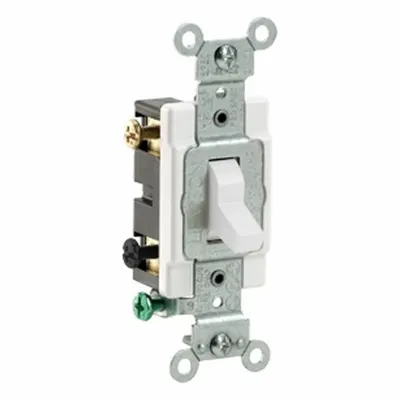 LEVITON Wall Switch: Toggle Switch, Double Pole, Maintained, White, 120/277V AC - Toggle Wall Switches