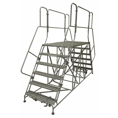 COTTERMAN Mobile Work Platform: 4.2 ft Platform Ht - Max, 24 in x 48 in, Steel - Manual-Lock Rolling Dual-Access Platforms