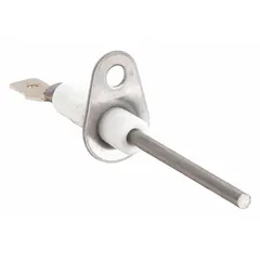 This flame sensor detects the presence of a flame in gas-fired heating equipment such as furnaces and boilers. It signals the control board to keep the gas valve open when a flame is present, ensuring safe burner operation. A direct replacement for compatible HVACR systems.