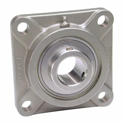 IPTCI BEARINGS Flange Mount Bearings: Radial Ball, 1 3/16 in Bore, SS, Set Screws - Food-Grade Flange-Mount Ball Bearings