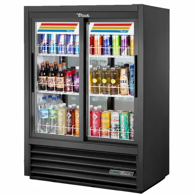 TRUE REFRIGERATION Refrigerated Merchandiser: 54 1/8 in x 39 1/2 in x 24 1/8 in, Black - Glass Door Refrigerator Merchandisers