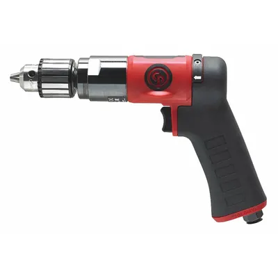 CHICAGO PNEUMATIC Air-Powered Drill: 3/8 in Chuck, Light Duty, 2,100 RPM, 0.5 hp, Keyed - Pistol-Grip Air-Powered Drills