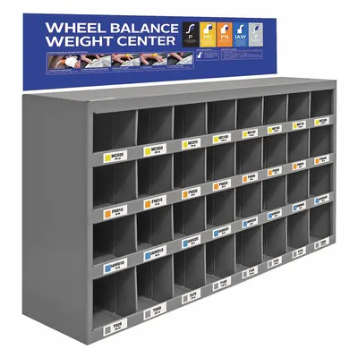 PERFECT EQUIPMENT Wheel Weight Rack: 4 Shelves, 19 1/4 in Overall Ht - Wheel Weight Racks