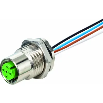 MURRELEKTRONIK Cordset: M12 Female – Rear Mounting Receptacle, A, 4 Pins - M12 Receptacles for Signal & Low-Power Applications
