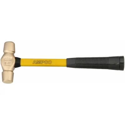AMPCO Machinist Hammer: Fiberglass, Aluminum Bronze, 32 oz Head Wt, 14 in Overall Lg - Non-Sparking Ball-Peen Hammers