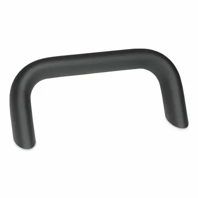 JW WINCO Pull Handle: Threaded Holes, Aluminum, Black - Load-Rated Angled-Leg Pull Handles