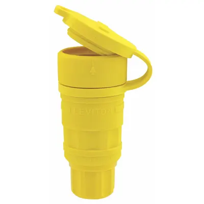 LEVITON Locking Connector: Non-NEMA, Yellow, 250V AC, 10 A_20 A Current Rating - Watertight Connectors