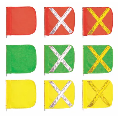 CHECKERS Warning Whip Flag Reflexite X: Green, Yellow, 16 in Flag Ht, 16 in Flag Wd - Warning Whip Replacement Flags
