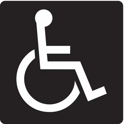 ADA Braille Facility Sign: Modified Acrylic, Adhesive Sign Mounting - Square Wheelchair Signs