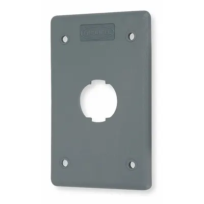 HUBBELL PREMISE WIRING Wall Plate: Gray, 1 Gang, 4 Port, Flat Module - Harsh Environment Wall Plates