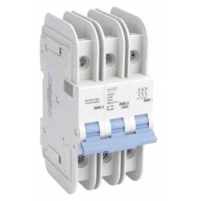 Dayton Miniature Circuit Breaker: 16 A Amps, 10kA at 480V AC - D-Curve, 3-Pole UL489 DIN Rail-Mount Miniature Circuit Breakers