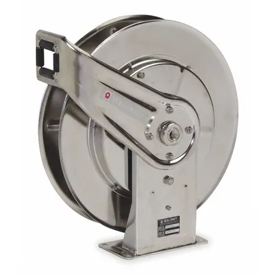 REELCRAFT Spring Return Hose Reel: 50 ft (1/2 in I.D.), 500 psi Max Op Pressure, Stainless Steel - Corrosion-Resistant Stainless Steel Washdown Spring-Return Hose Reels