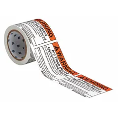 Polyester adhesive sign with Danger: Arc Flash Hazard message requiring appropriate PPE per NFPA 70E. Nominal size 3 1/2 in x 5 in, 0.01 in thick. Not retroreflective or glow-in-the-dark. Sold in 100-pack. Used to warn personnel in electrical rooms, industrial facilities, and maintenance areas.