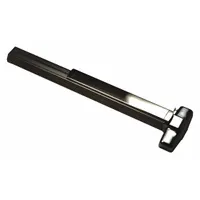 This concealed vertical rod exit device features a touchbar style and night latch outside trim. Constructed in bronze, it is ADA compliant and suitable for doors up to 3 ft wide. Used on commercial doors to provide code-compliant egress with concealed vertical rods