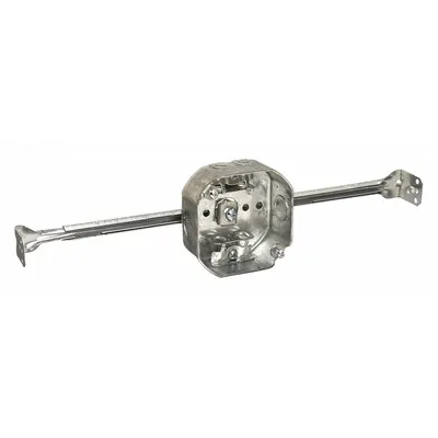 RACO Electrical Box: Steel, Steel Material & Nominal Size, Octagon, 2 Gangs - Ceiling Electrical Boxes