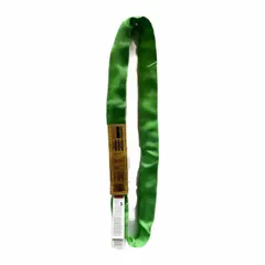 This endless round sling is constructed of polyester with a body diameter of 1 3/8 inches and a sling length of 2 feet. It is used for lifting and rigging applications in industrial settings such as manufacturing, construction, and warehousing, providing flexibility and surface protection for general-purpose overhead lifting.