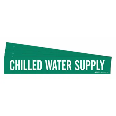 BRADY Pipe Marker: Chilled Water Supply, Green, White, Fits 8 in and Larger Pipe O.D. - Chilled Water Supply Adhesive Pipe Markers