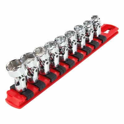 TEKTON Socket Set: Metric, 9 Pieces, (9) 6-Point, 1/4 in Drive Size - Metric Flex Socket Sets