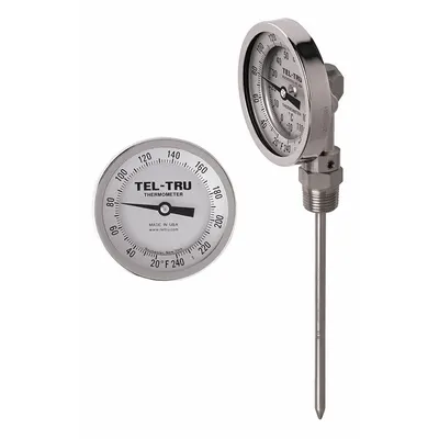 TEL-TRU Dial Thermometer: 0°F to 250°F /-20°C to 120°C, +/- 1% Accuracy - General Purpose Dial Pocket Thermometers