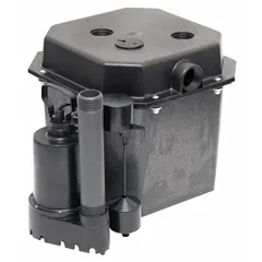 This sink drain pump system handles wastewater from sinks, wash basins, or similar fixtures where gravity drainage is not possible. Features a 1/3 hp motor, 115V AC rated voltage, piggyback vertical switch, and delivers 30 gpm flow rate at 10 feet of head with 4.1 A current draw.
