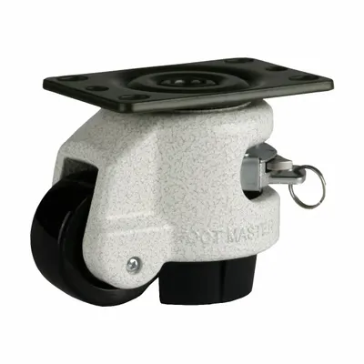 FOOT MASTER Plate Caster: Nylon Tread, 50 mm Wheel Dia, 82 mm Mounting Ht - General Purpose Leveling Plate Casters