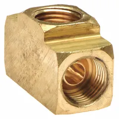 Brass inverted flare tee fitting for joining three tubes of equal outside diameter. Meets SAE J512 standards. Thread size A is 1/2"-20. Supplied in a pack of 10. Used in hydraulic, pneumatic, and refrigeration tubing systems requiring flare connections.