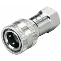 Steel-bodied hydraulic quick-connect coupling body with 1/8"-27 NPTF threads and a maximum flow rate of 3.03 lpm. Part of the HK Series, used for rapid connection and disconnection of hydraulic fluid lines in industrial machinery and mobile equipment