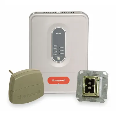 Honeywell Control Kit: 11 1/2 in H, 8 in W, 3 Zones, Gray, 2 Cool/2 Heat - Zoning Controls