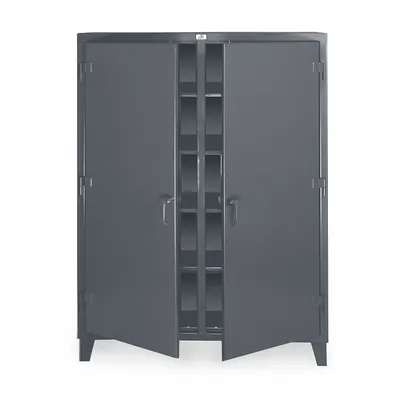 STRONG HOLD Storage Cabinet: 36 in x 24 in x 78 in, 8 Adj Shelves, 2 Doors, Legs, Dark Gray - Shelf-Style Shift Cabinets