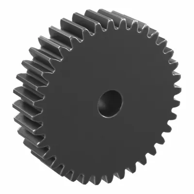 KHK GEARS Spur Gear: Module m 2, 36 Teeth, 12 mm Bore Dia, Black Oxide Coated Carbon Steel - Metric Spur Gears with Standard Hub