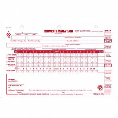 JJ KELLER Drivers Logbook 7/8 Day: Driver's Daily Log Book, Carbonless, English, 2-Ply - Tractor-Trailer & Truck Driver Logbooks