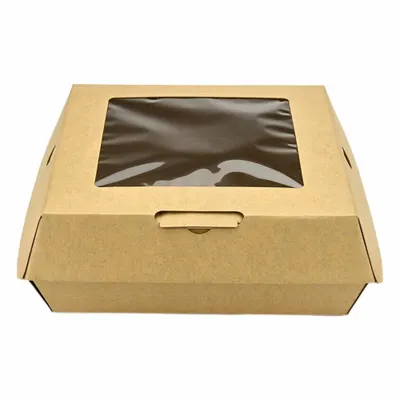 READY FRESH Carry-Out Food Container: 3 5/8 in Ht, 10 3/8 in Wd, 9 1/4 in Dp, Paper - Window Paper Containers