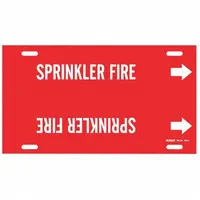 Pipe Marker: Sprinkler Fire, Red, White, Fits 6 to 7 7/8 in Pipe O.D., 1 Pipe Markers, With Arrows (MPN 4127-F)