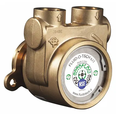 FLUID-O-TECH Rotary Vane Pump: Direct Drive, Low-Lead Brass Body, 1/2" NPT - C-Face Mount Rotary Vane Pump Heads